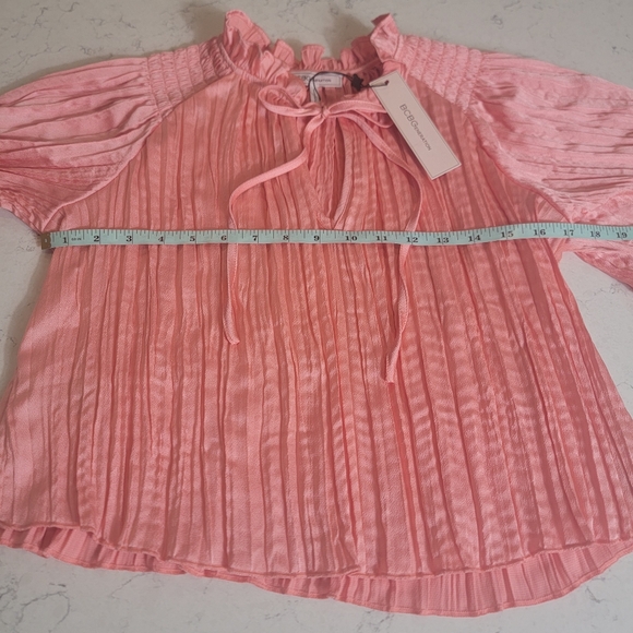 BCBGeneration Revolve crinkle front tie coral orange blouse size XS - Picture 4 of 11
